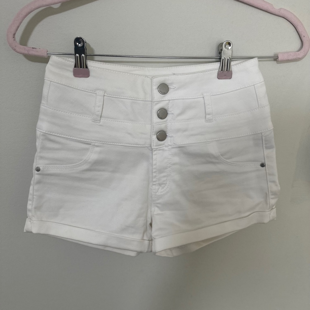 White high waisted jean shorts